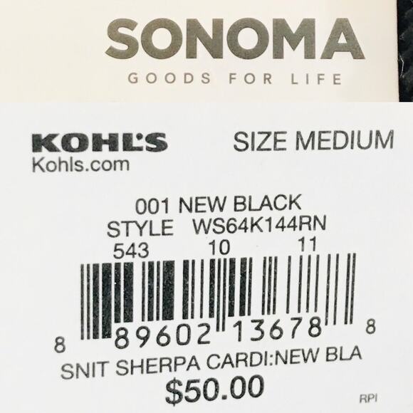 Wms SONOMA Goods for Life Sherpa Cardigan M - Picture 3 of 4